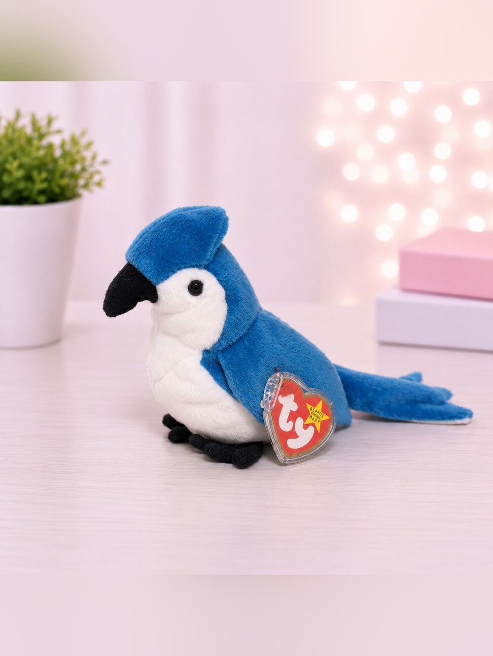 Ty Beanie Baby Blue and White Bird Rocket